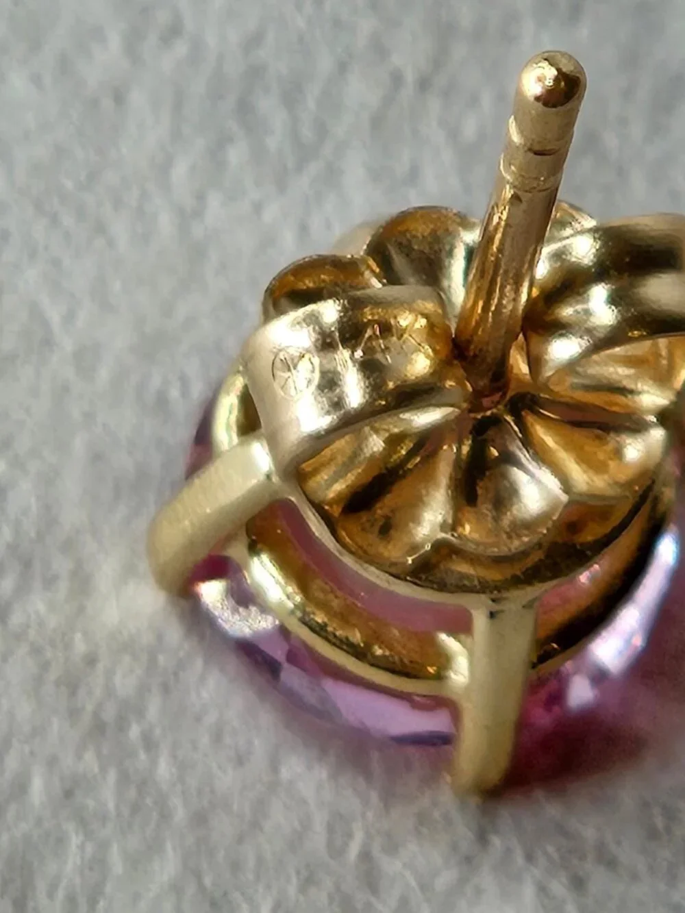 14K Yellow Gold Pink Topaz 4 Prong Stud Earrings 7mm - Picture 16 of 16